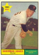1961 Topps Baseball Cards      161     Sherman Jones UER RC-(Photo actually-Eddie Fisher)
